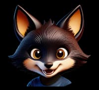 Rosto do mascote da Delorian, uma simpática raposa em estilo desenho animado.